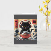 Cute Kawaii Gamer Cat Funny Ramen Retro Japanese C Kaart (Gele Bloem)