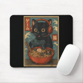 Cute Kawaii Gamer Cat Funny Ramen Retro Japanese C Muismat (Met muis)