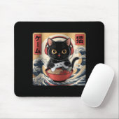 Cute Kawaii Gamer Cat Funny Ramen Retro Japanese C Muismat (Met muis)