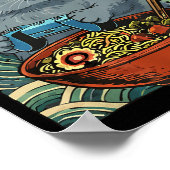 Cute Kawaii Gamer Cat Funny Ramen Retro Japanese C Poster (Hoek)