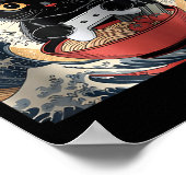 Cute Kawaii Gamer Cat Funny Ramen Retro Japanese C Poster (Hoek)