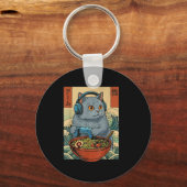 Cute Kawaii Gamer Cat Funny Ramen Retro Japanese C Sleutelhanger (Voorkant)