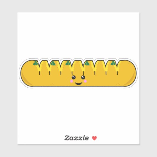 Cute Kawaii Garlic Bread Cartoon Character Sticker (Vel)