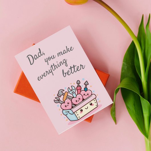 Cute Kawaii Gereedschapskist Vaderdag Kaart