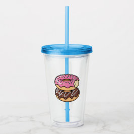 Cute Kawaii Gestapelde Donut Illustratie Acryl Drinkbeker