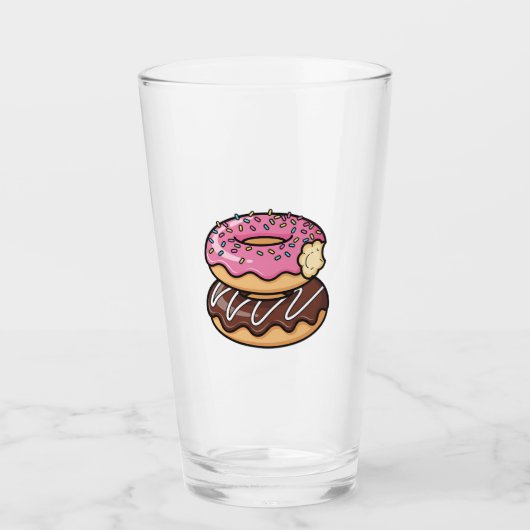 Cute Kawaii Gestapelde Donut Illustratie Glas (Voorkant)