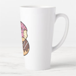 Cute Kawaii Gestapelde Donut Illustratie Latte Mok