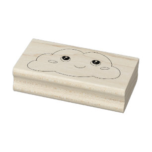 Cute Kawaii Gezicht Lachende Wolk Kunst Stempel
