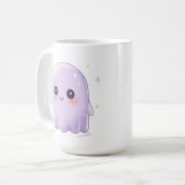 Cute Kawaii Ghost Coffee Mug | Cozy Halloween Cup Koffiemok (Voorkant links)