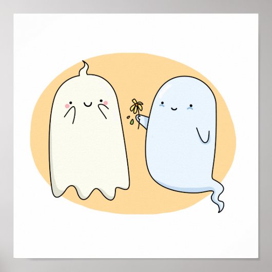 Cute Kawaii Ghost Couple Poster (Voorkant)