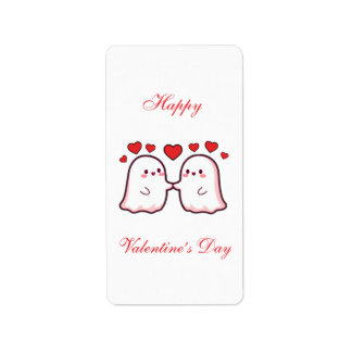Cute Kawaii Ghost Couple Valentine’s Day Card Etiket