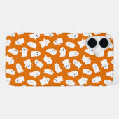 Cute Kawaii Ghost Pattern on Orange Background iPhone Hoesje (Achterkant horizontaal)