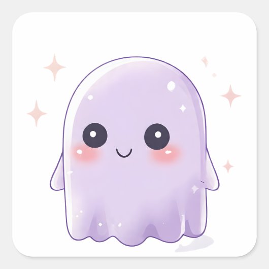 Cute Kawaii Ghost Sticker | Halloween Aesthetic (Voorkant)
