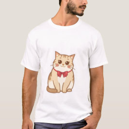 Cute Kawaii Ginger Cat with Red Bow Tie ✨🎀 T-shirt