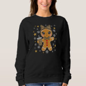 Cute Kawaii Gingerbread Girl Leopard Bow Christmas Trui (Voorkant)