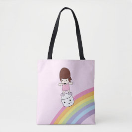Cute Kawaii Girl op het Tas van de Regenboogmacht 