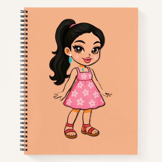 Cute Kawaii Girl Sticker Notitieboek (Voorkant)