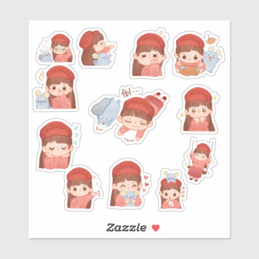 Cute Kawaii Girl Stickers (Vel)