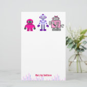 Cute & Kawaii Girl's Pink Cyborgs Robot Briefpapier (Staand voorkant)