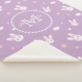Cute Kawaii Girly Pink Bunny Rabbit Pastel Paars Sherpa Deken (3/4)