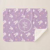 Cute Kawaii Girly Pink Bunny Rabbit Pastel Paars Sherpa Deken (Voorkant (horizontaal))
