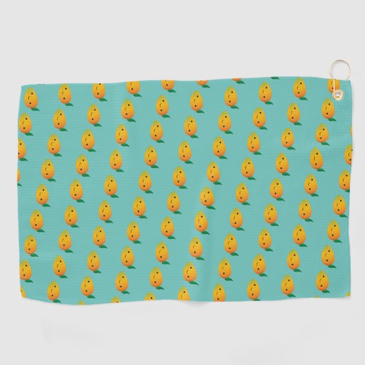 Cute Kawaii glimlachend Mango Pattern Golfhanddoek (Horizontaal)