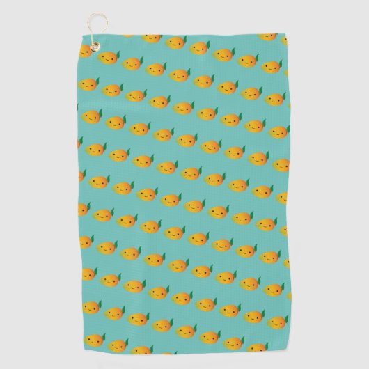 Cute Kawaii glimlachend Mango Pattern Golfhanddoek (Voorkant)