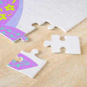 Cute Kawaii glimlachende haai in Paars speciaal ge Legpuzzel (Zijkant)