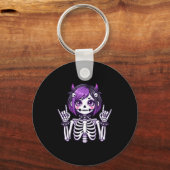 Cute Kawaii Goth Girl Skeleton Punk-goth Alternati Sleutelhanger (Voorkant)