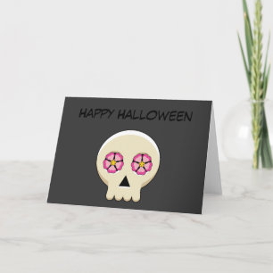 Cute Kawaii Gothic Skull met Flowers Tekst toevo Kaart