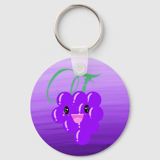 Cute Kawaii Grape Fruit Lover Foodie Ombre Paars Sleutelhanger (Voorkant)