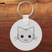 Cute Kawaii Gray Tabby Cat Cartoon Sleutelhanger (Voorkant)