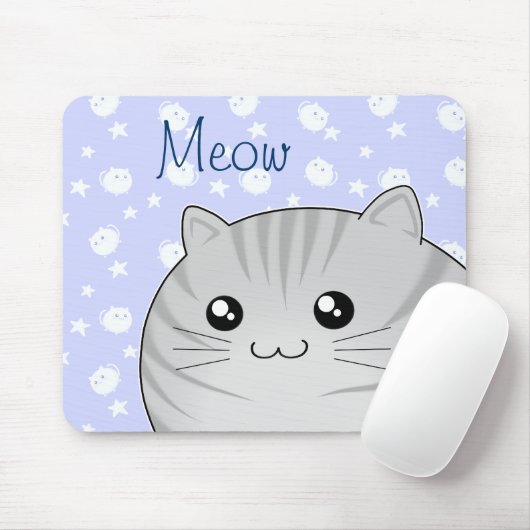Cute Kawaii gray tabby kitty cat Muismat (Met muis)
