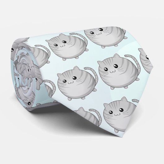 Cute Kawaii gray tabby kitty cat Stropdas (Opgerold)