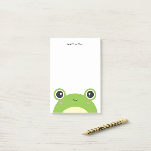Cute Kawaii Green Frog Persoonlijke tekst Post-it® Notes (Op bureau)