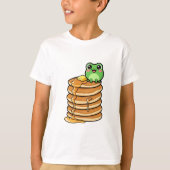 Cute Kawaii Green Frog Sitting on Giant Stack T-shirt (Voorkant)