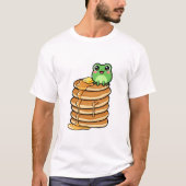 Cute Kawaii Green Frog Sitting on Giant Stack T-shirt (Voorkant)
