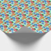 Cute Kawaii Green Orange Blue Fruit Gender Neutral Cadeaupapier (Hoek)