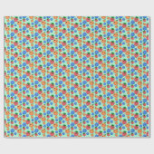 Cute Kawaii Green Orange Blue Fruit Gender Neutral Cadeaupapier (Vlak)