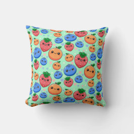 Cute Kawaii Green Orange Blue Fruit Kussen