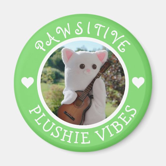Cute Kawaii Green Pawsitive Plushie Vibes Photo Magneet (Voorkant)