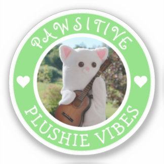 Cute Kawaii Green Pawsitive Plushie Vibes Photo Sticker