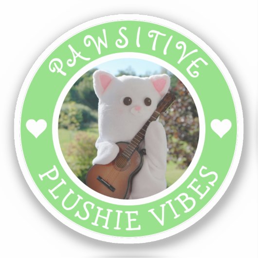 Cute Kawaii Green Pawsitive Plushie Vibes Photo Sticker (Voorkant)