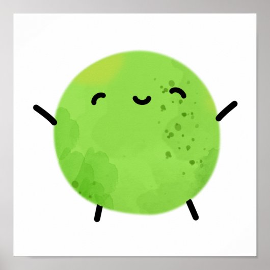 Cute Kawaii Green Pea Poster (Voorkant)