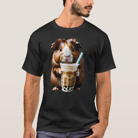 Cute Kawaii Guinea pig Drinking Boba Bubble Milk T T-shirt (Voorkant)