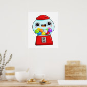 Cute Kawaii Gumball Machine Poster (Keuken)