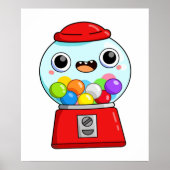 Cute Kawaii Gumball Machine Poster (Voorkant)