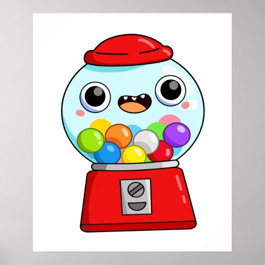 Cute Kawaii Gumball Machine Poster (Voorkant)