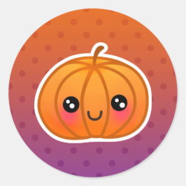 Cute Kawaii Halloween Cartoon Pumpkin Design Ronde Sticker