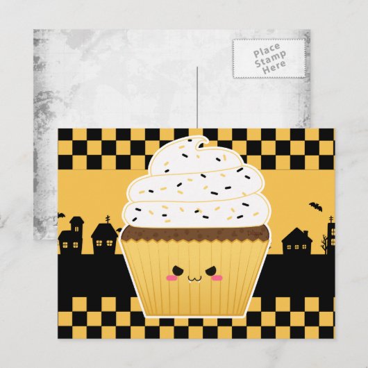Cute Kawaii Halloween cupcake Briefkaart (Voorkant / Achterkant)